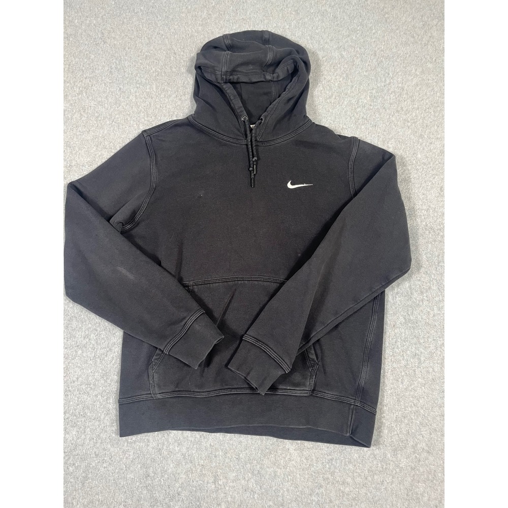 Nike Mens Fleece Hoodie Black Pullover Embroidered Swoosh‎ Logo Size M